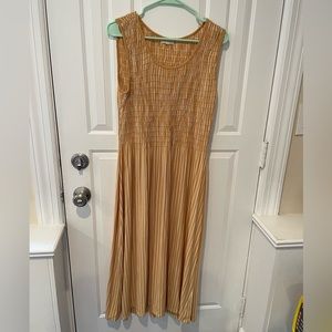 Striped Maxi Dress in Mustard Yellow with White Stripes